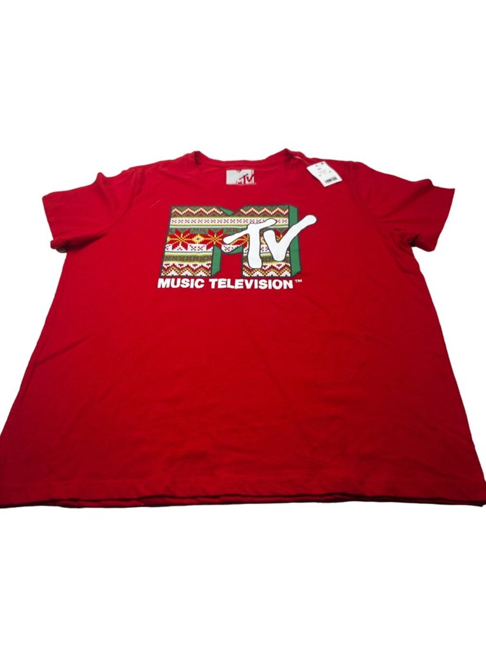 MTV Women's Size XXL Tee Shirt Holiday Graphic Short Sleeve Red New With Tags